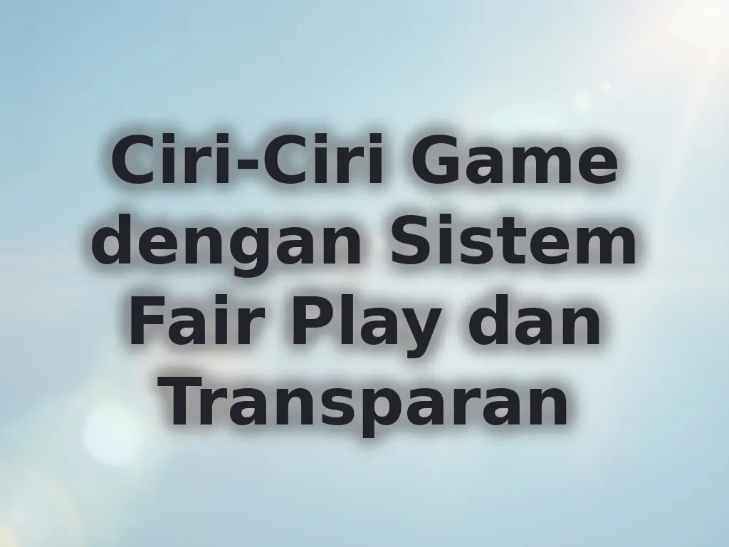 Ciri-Ciri Game dengan Sistem Fair Play dan Transparan